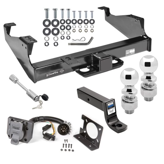 Custom Fit Trailer Hitch7-Way Wiring Harness (Plug & Play)5" Drop Ball Mount 2-5/16" and 2" Chrome Ball Dogbone Style Towing Lock Installation Hardware Installation Instructions 45516 74682 45123 63836 63830 63252 Draw-Tite Trailer To Class 5 Trailer Tow Hitch For 02-17 F-350 F-450 F-550 Super Duty Cab & Chassis w/ 7-Way Wiring 2-5/16" and 2" Balls 5" Drop Mount and Towing Lock