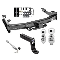 Class 5 Trailer Tow Hitch For 01-10 Chevy Silverado GMC Sierra 2500 3500 HD 2007 Classic, 6-1/2 & 8 Foot Bed w/ 2-5/16" and 2" Balls 7-3/4" Drop Mount and Towing Lock