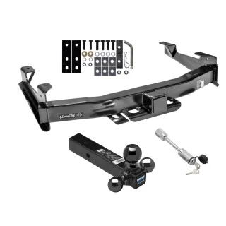 Class 5 Trailer Tow Hitch For 01-10 Chevy Silverado GMC Sierra 2500 3500 HD 2007 Classic, 6-1/2 & 8 Foot Bed w/ 1-7/8" 2" 2-5/16" Tri-Tow-Ball Mount and Towing Lock