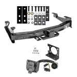 Class 5 2-1/2" Trailer Hitch w/ Wiring Kit For 01-10 Chevy Silverado GMC Sierra 2500 HD 3500 HD 07-07 Classic 7-Way Pin Blade RV 4-Flat Plug Harness Light w/ Bracket