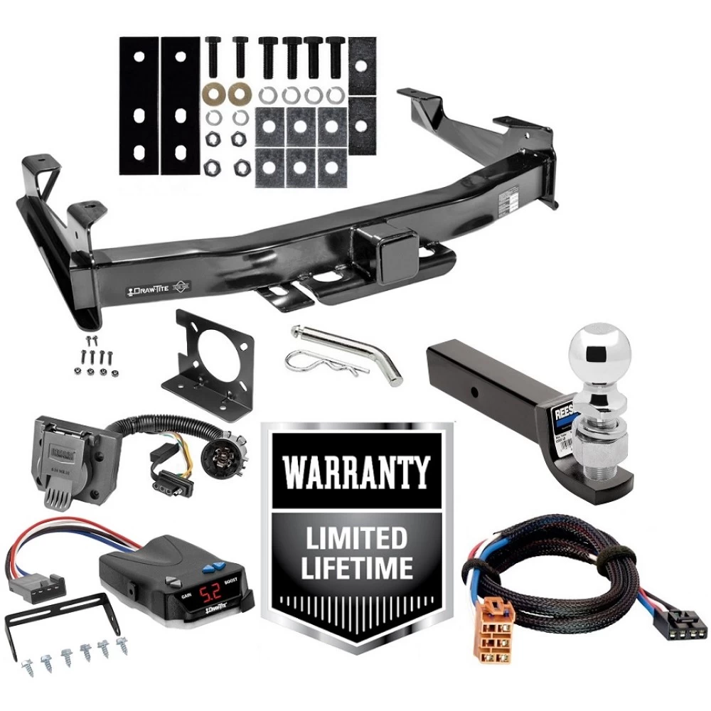 Custom Fit Trailer Hitch Class 5 Wiring Harness (Plug & Play) Proportional Brake Control For 1-4 Axles Plug & Play Brake Control Wiring Adapter Class 5 3" Drop Ball-Mount w/ Pin/Clip 2-5/16" Chrome Ball Installation Hardware Installation Class 5 Trailer Hitch w/ Brake Control For 03-07 Chevy Silverado GMC Sierra 2500 HD 3500 w/ Plug Play Wiring 2- 5/16" Ball 3" Drop Mount 7-Way Pin Blade RV Controller