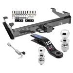 Class 5 Trailer Tow Hitch For 01-10 Chevy Silverado GMC Sierra 2500 3500 HD 2007 Classic, 8 Ft Bed w/ 2-5/16" and 2" Ball 10" Long 3" Drop Draw Bar and Towing Lock