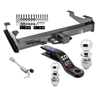 Class 5 Trailer Tow Hitch For 01-10 Chevy Silverado GMC Sierra 2500 3500 HD 2007 Classic, 8 Ft Bed w/ 2-5/16" and 2" Ball 10" Long 3" Drop Draw Bar and Towing Lock