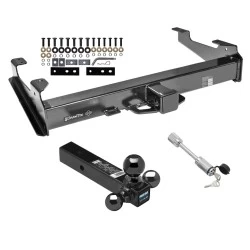 Class 5 Trailer Tow Hitch For 01-10 Chevy Silverado GMC Sierra 2500 3500 HD 2007 Classic, 8 Ft Bed w/ 1-7/8" 2" 2-5/16" Tri-Tow-Ball Mount and Towing Lock