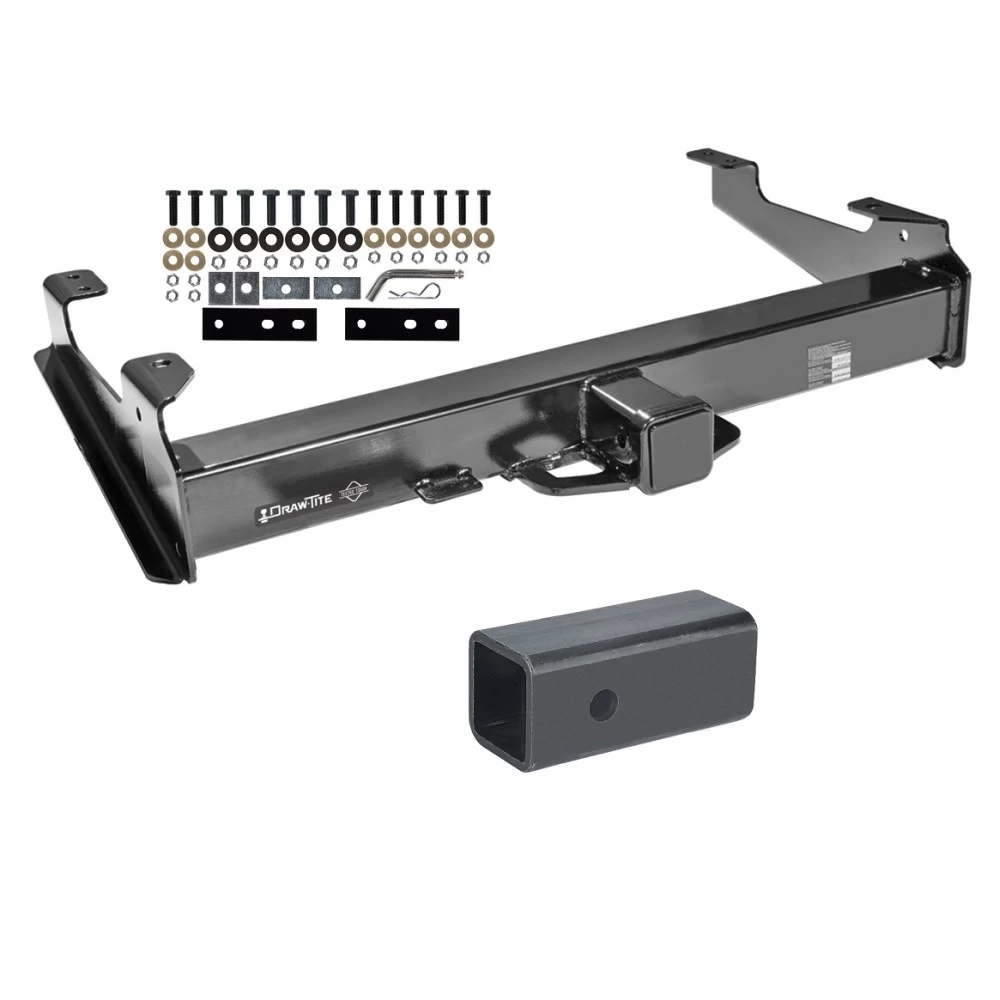 Class 5 Trailer Tow Hitch For 01-10 Chevy Silverado GMC Sierra 2500 3500 HD 2007 Classic, 8 Ft Bed w/ 2-1/2" to 2" Ball Receiver Opening Reducer