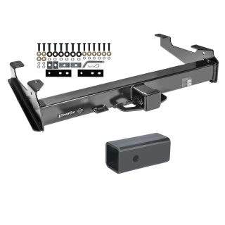 Class 5 Trailer Tow Hitch For 01-10 Chevy Silverado GMC Sierra 2500 3500 HD 2007 Classic, 8 Ft Bed w/ 2-1/2" to 2" Ball Receiver Opening Reducer
