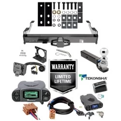 Class 5 Trailer Hitch w/ Tekonsha Prodigy P3 Brake Control For 03-07 Chevy Silverado GMC Sierra 2500 HD 8ft Bed 3500 w/ Plug Play Wiring 2- 5/16" Ball 3" Drop Mount 7-Way Pin Blade RV Controller
