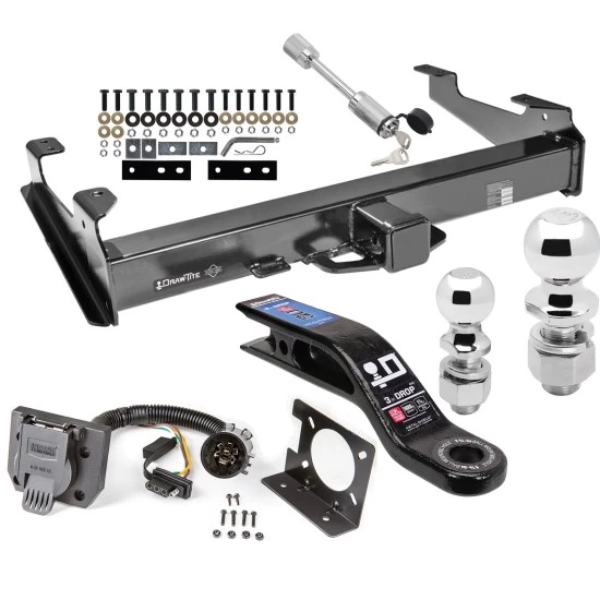 Custom Fit Trailer Hitch7-Way Wiring Harness (Plug & Play)3" Drop Ball Mount2-5/16" and 2" Chrome Ball Dogbone Style Towing LockInstallation Hardware Installation Instructions 45519 74682 45322 63840 63830 63252 Draw-Tite Trailer Tow Class 5 Trailer Tow Hitch For 01-10 Chevy Silverado GMC Sierra 2500 3500 HD w/ 7-Way Wiring 2-5/16" and 2" Ball 10" Long 3" Drop Draw Bar and Towing Lock