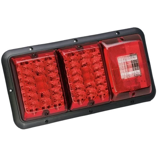 Bargman Triple Trailer Taillight Horizontal Mount 84/85 Series w/ Red LED Incandescent Backup w/ Black Base RV