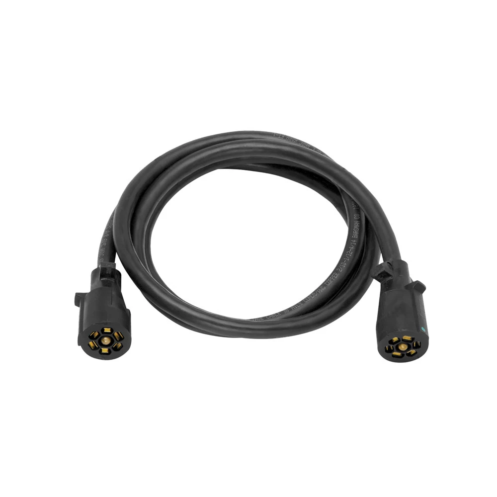 Double Ended 7-Way RV Round Tow Plug Harness Molded Trailer End w/ 8 ft Cable