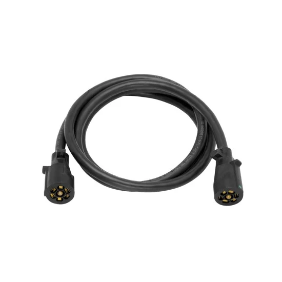 Double Ended 7-Way RV Round Tow Plug Harness Molded Trailer End w/ 8 ft Cable