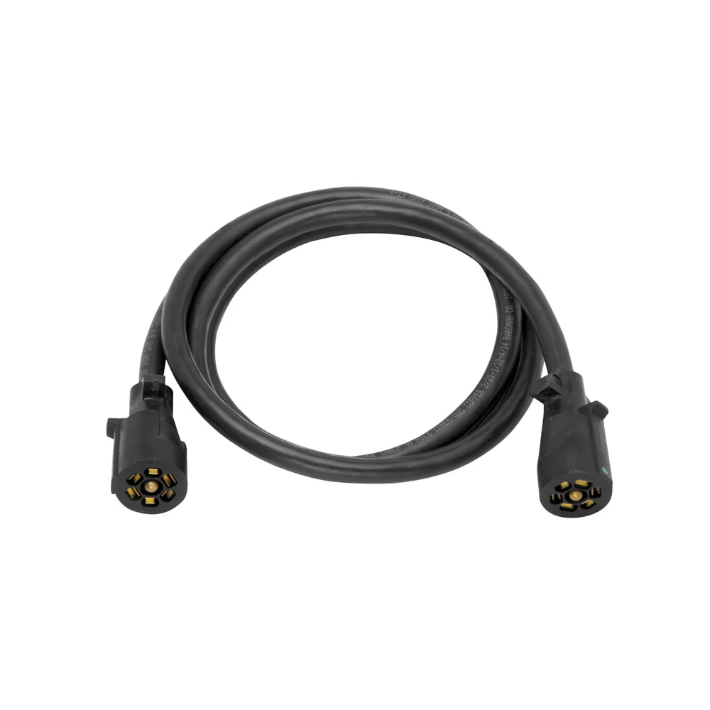 Double Ended 7-Way RV Round Tow Plug Harness Molded Trailer Cord w/ 6 ft Cable