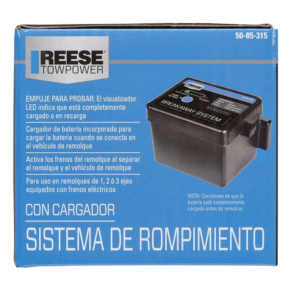 Reese Towpower Trailer Breakaway System, 1 to 3 Axle Trailers, Push to Test LED