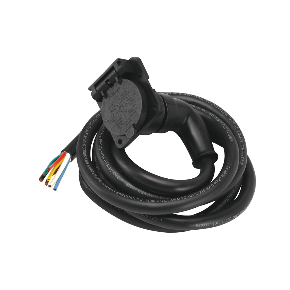 50707 Right Angle 7-Way RV Round Tow Plug Harness Molded Car End w/ 7 ft Cable Right Angle 7-Way RV Round Tow Plug Harness Molded Car End w/ 7 ft Cable