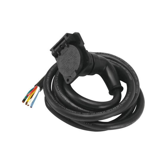 50707 Right Angle 7-Way RV Round Tow Plug Harness Molded Car End w/ 7 ft Cable Right Angle 7-Way RV Round Tow Plug Harness Molded Car End w/ 7 ft Cable