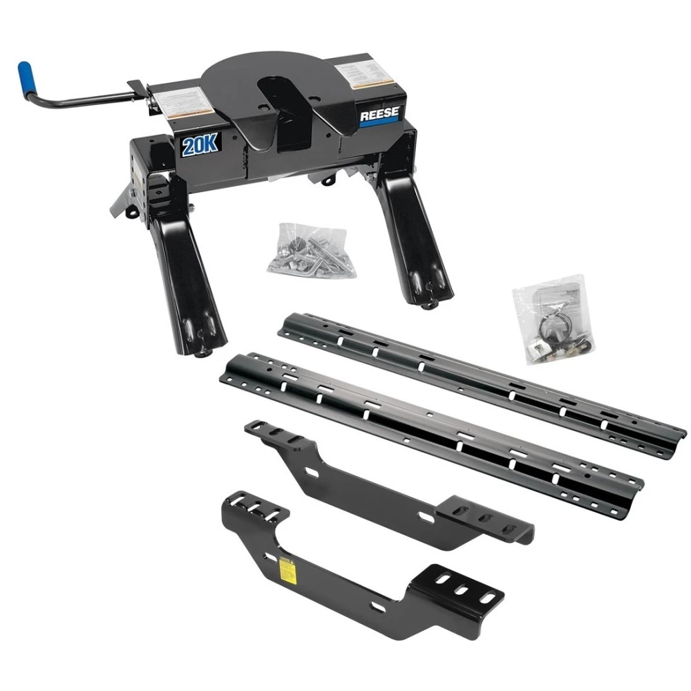 Reese Quick Install Rail Kit and 20K 5th Wheel Hitch For 2011-2019 Chevy Silverado GMC Sierra 2500 HD 3500 HD Custom Fit No Drill Base Rails For 5th Wheel and Trailer Fifth