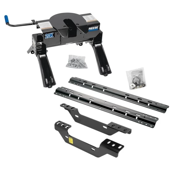 Reese Quick Install Rail Kit and 20K 5th Wheel Hitch For 2011-2019 Chevy Silverado GMC Sierra 2500 HD 3500 HD Custom Fit No Drill Base Rails For 5th Wheel and Trailer Fifth