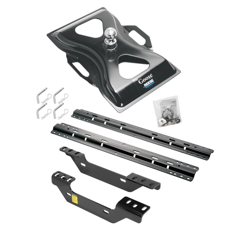 Reese Quick Install Rail Kit and 25K Gooseneck Hitch For 2011-2019 Chevy Silverado GMC Sierra 2500 HD 3500 HD Custom Fit No Drill Base Rails For Gooseneck Trailer