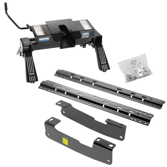 Reese Quick Install Rail Kit and 16K Dual Jaw 5th Wheel Hitch For 2005-2014 Ford F150 2004 F150 New Body Style Custom Fit No Drill Base Rails For 5th Wheel and Trailer Fifth