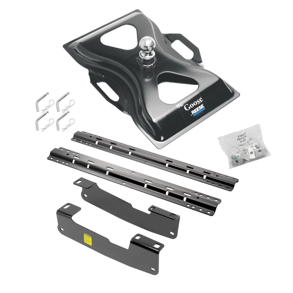 Reese Quick Install Rail Kit and 25K Gooseneck Hitch For 2005-2014 Ford F150 2004 F150 New Body Style Custom Fit No Drill Base Rails For Gooseneck Trailer