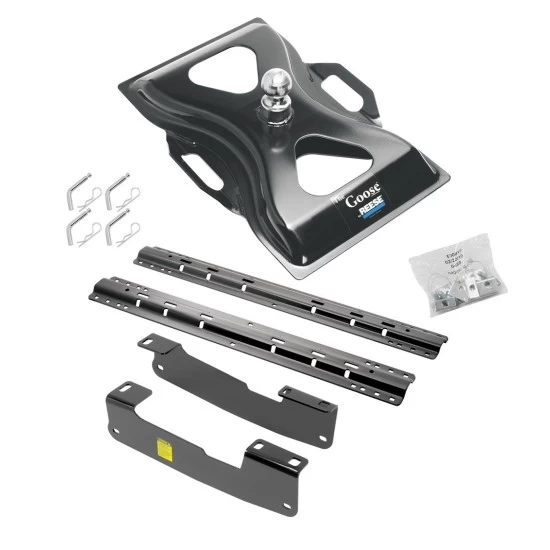 Reese Quick Install Rail Kit and 25K Gooseneck Hitch For 2005-2014 Ford F150 2004 F150 New Body Style Custom Fit No Drill Base Rails For Gooseneck Trailer