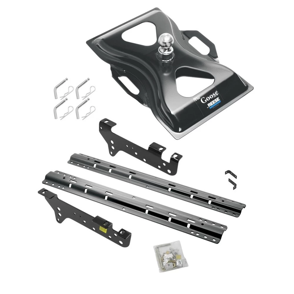 Reese Quick Install Rail Kit and 25K Gooseneck Hitch For 1999-2010 Ford F250 F350 Super Duty 2008-2010 F450 Custom Fit No Drill Base Rails For Gooseneck Trailer