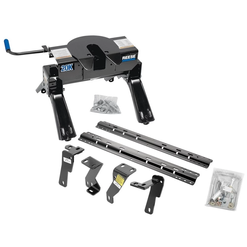 Reese Quick Install Rail Kit and 20K 5th Wheel Hitch For 2006-2008 Dodge Ram 1500 2003-2012 Ram 2500 3500 Custom Fit No Drill Base Rails For 5th Wheel and Trailer Fifth