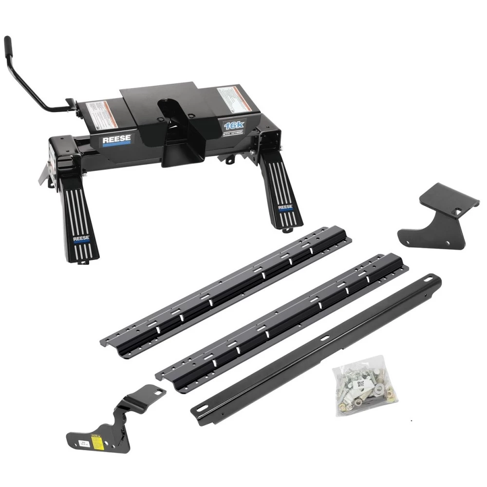 Reese Quick Install Rail Kit and 16K Dual Jaw 5th Wheel Hitch For 2009-2018 Dodge Ram 1500 2019-2024 Ram 1500 Classic Old Body Custom Fit No Drill Base Rails For 5th Wheel and Trailer Fifth