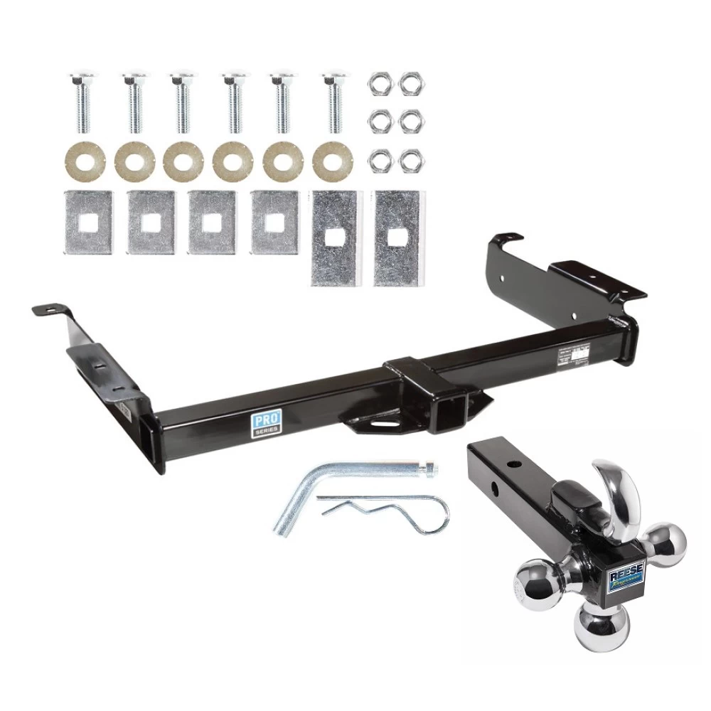 Trailer Tow Hitch Receiver For 96-24 Chevy Express GMC Savana Van w/Tri-Ball Triple Ball 1-7/8" 2" 2-5/16"