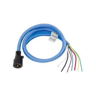 54006-058 Bargman Trailer Wiring Connector 7-Way Trailer End 8 ft. Length Wire 7-Way RV Round Tow Plug Harness Molded Trailer End w/8 ft Cable, Heavy Duty Cold Weather Insulated Blue Silicon - RV Clocking