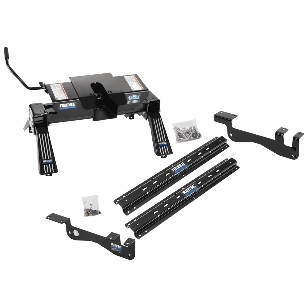 Reese Outboard Quick Install Rail Kit and 16K Dual Jaw 5th Wheel Hitch For 2015-2023 Ford F150 Custom Fit No Drill Base Rails For 5th Wheel and Trailer Fifth
