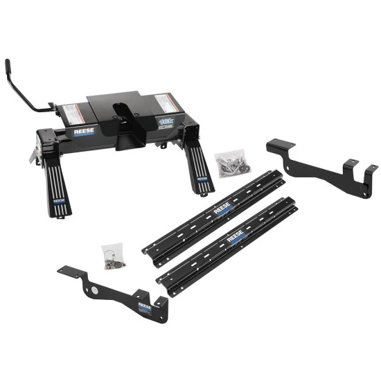 Reese Outboard Quick Install Rail Kit and 16K Dual Jaw 5th Wheel Hitch For 2015-2023 Ford F150 Custom Fit No Drill Base Rails For 5th Wheel and Trailer Fifth