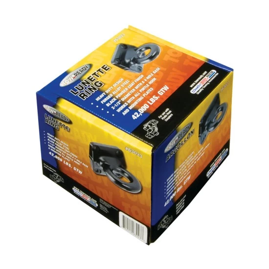 Trailer Tow Hitch Lunette Ring Loop Eye 42,000 Lbs. 2-1/2" Diameter Flat Plate Mount Heavy Duty