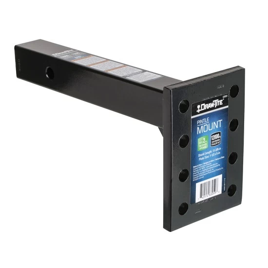 63059 Draw-Tite Pintle Hook Mounting Plate Fits 2 inch Receiver 12000 lbs. Capacity Draw-Tite 12K Adjustable Pintle Hook Receiver Fits 2" Trailer Tow Hitch Mount 11-3/8" Length 4 Sets of Holes 12,000 lbs Heavy Duty
