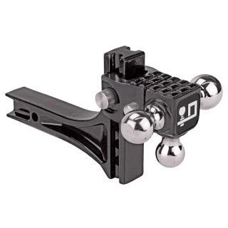 63070 Draw-Tite Adjustable Trailer Hitch Ball Mount 14000 lbs. Capacity Heavy Duty Fits 2 inch Receiver 4-3/4 inch Drop Black Adjustable Tri Ball Triple 1-7/8", 2", & 2-5/16" Tow Balls Ball Mount Draw-Bar System w/Step 2" Sq. Shank