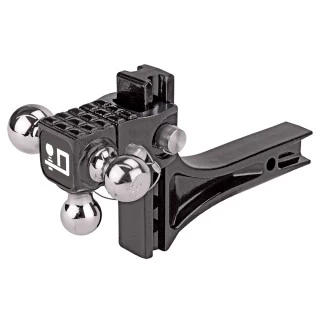 63070 Draw-Tite Adjustable Trailer Hitch Ball Mount 14000 lbs. Capacity Heavy Duty Fits 2 inch Receiver 4-3/4 inch Drop Black Adjustable Tri Ball Triple 1-7/8", 2", & 2-5/16" Tow Balls Ball Mount Draw-Bar System w/Step 2" Sq. Shank