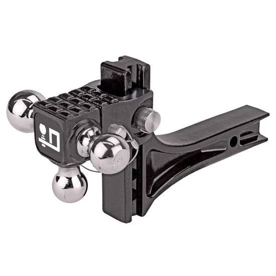 63070 Draw-Tite Adjustable Trailer Hitch Ball Mount 14000 lbs. Capacity Heavy Duty Fits 2 inch Receiver 4-3/4 inch Drop Black Adjustable Tri Ball Triple 1-7/8", 2", & 2-5/16" Tow Balls Ball Mount Draw-Bar System w/Step 2" Sq. Shank
