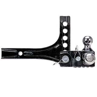 63070 Draw-Tite Adjustable Trailer Hitch Ball Mount 14000 lbs. Capacity Heavy Duty Fits 2 inch Receiver 4-3/4 inch Drop Black Adjustable Tri Ball Triple 1-7/8", 2", & 2-5/16" Tow Balls Ball Mount Draw-Bar System w/Step 2" Sq. Shank