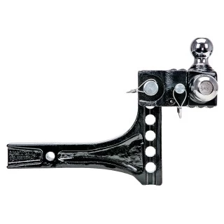 63070 Draw-Tite Adjustable Trailer Hitch Ball Mount 14000 lbs. Capacity Heavy Duty Fits 2 inch Receiver 4-3/4 inch Drop Black Adjustable Tri Ball Triple 1-7/8", 2", & 2-5/16" Tow Balls Ball Mount Draw-Bar System w/Step 2" Sq. Shank