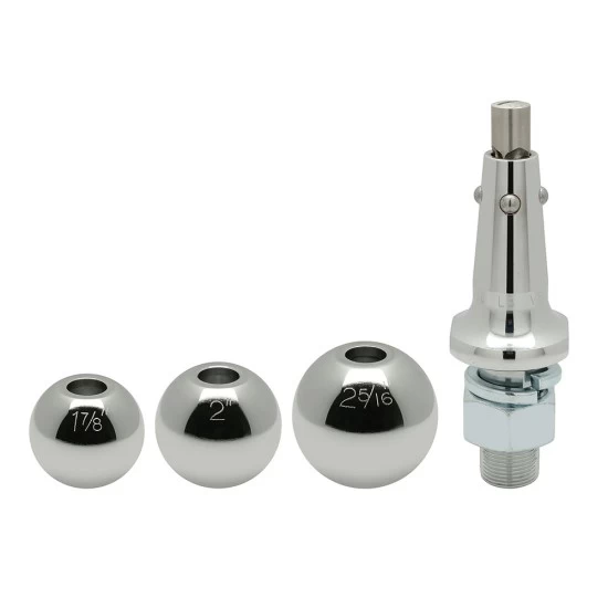 63803 Draw-Tite Interchangeable Trailer Hitch Ball 8000 lbs. Capacity Chrome Interchangeable Trailer Hitch Ball 1" Shank 1-7/8" 2" and 2-5/16" Balls 8000 lbs. Tow
