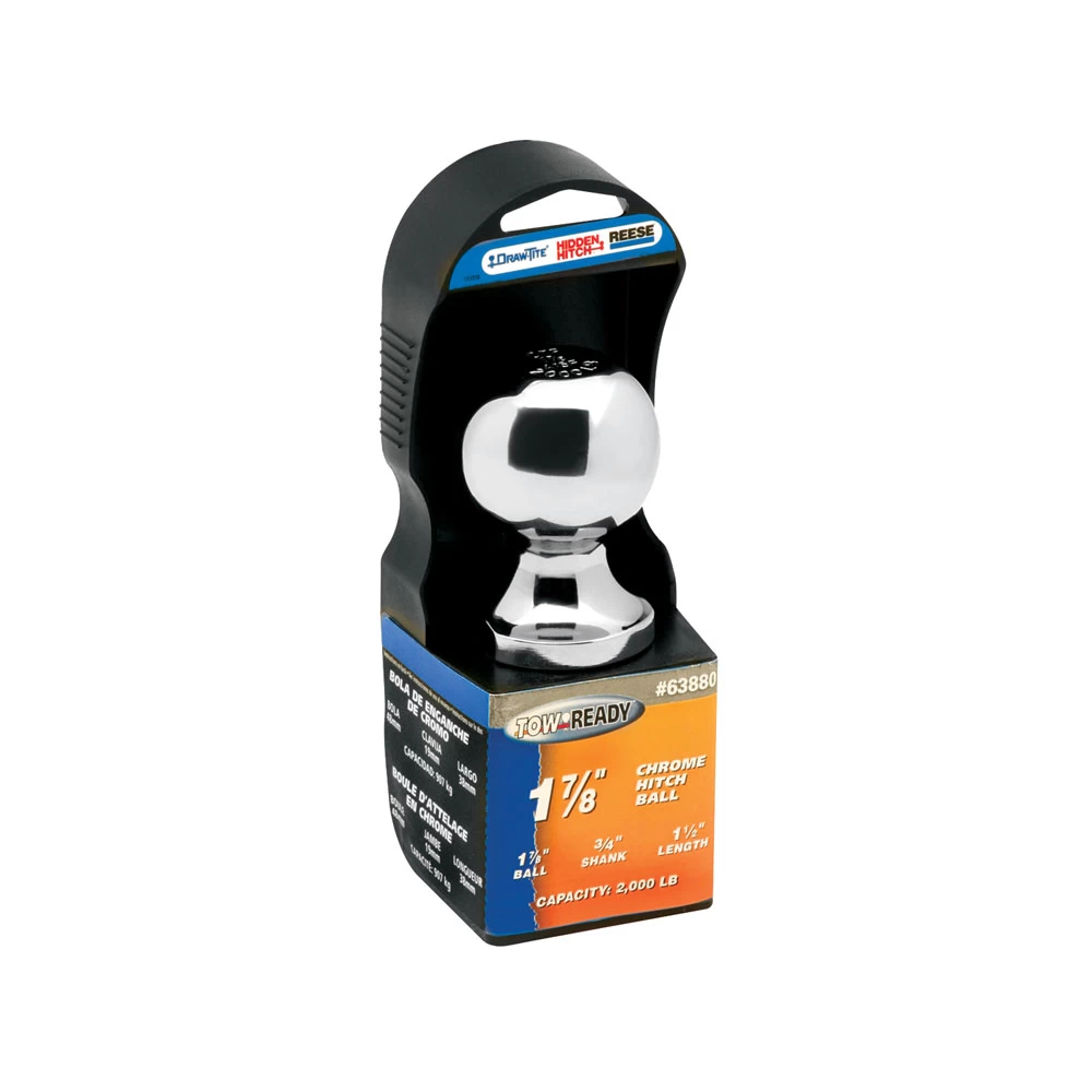 Packaged Trailer Hitch Ball 1-7/8" x 1" x 2-1/8" 2000 lbs. Chrome Tow Ball