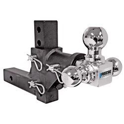 Reese 10K Adjustable Chrome Triple Ball Trailer Hitch Ball Mount Fits 2" Tow Receiver 7" Drop or Rise 1-7/8" 2" and 2-5/16" Balls