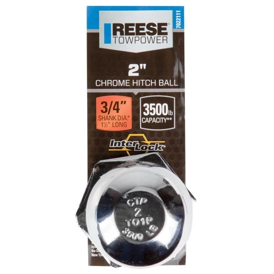 Reese 2" 3,500 lbs InterLock Trailer Hitch Tow Ball 3/4" Shank Diameter x 1-1/2" Shank Length