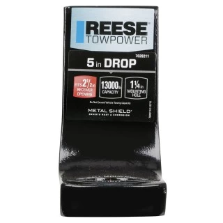 7028211 Reese Towpower Trailer Hitch Ball Mount 13000 lbs. Capacity Heavy Duty Fits 2-1/2 inch Receiver 5 inch Drop Black Reese 13K Class V Draw-Bar Ball Mount Fits Class V 2-1/2" Receiver Trailer Tow Hitch 5" Drop 3-1/2" Rise 10" Long 1-1/4" Ball Hole