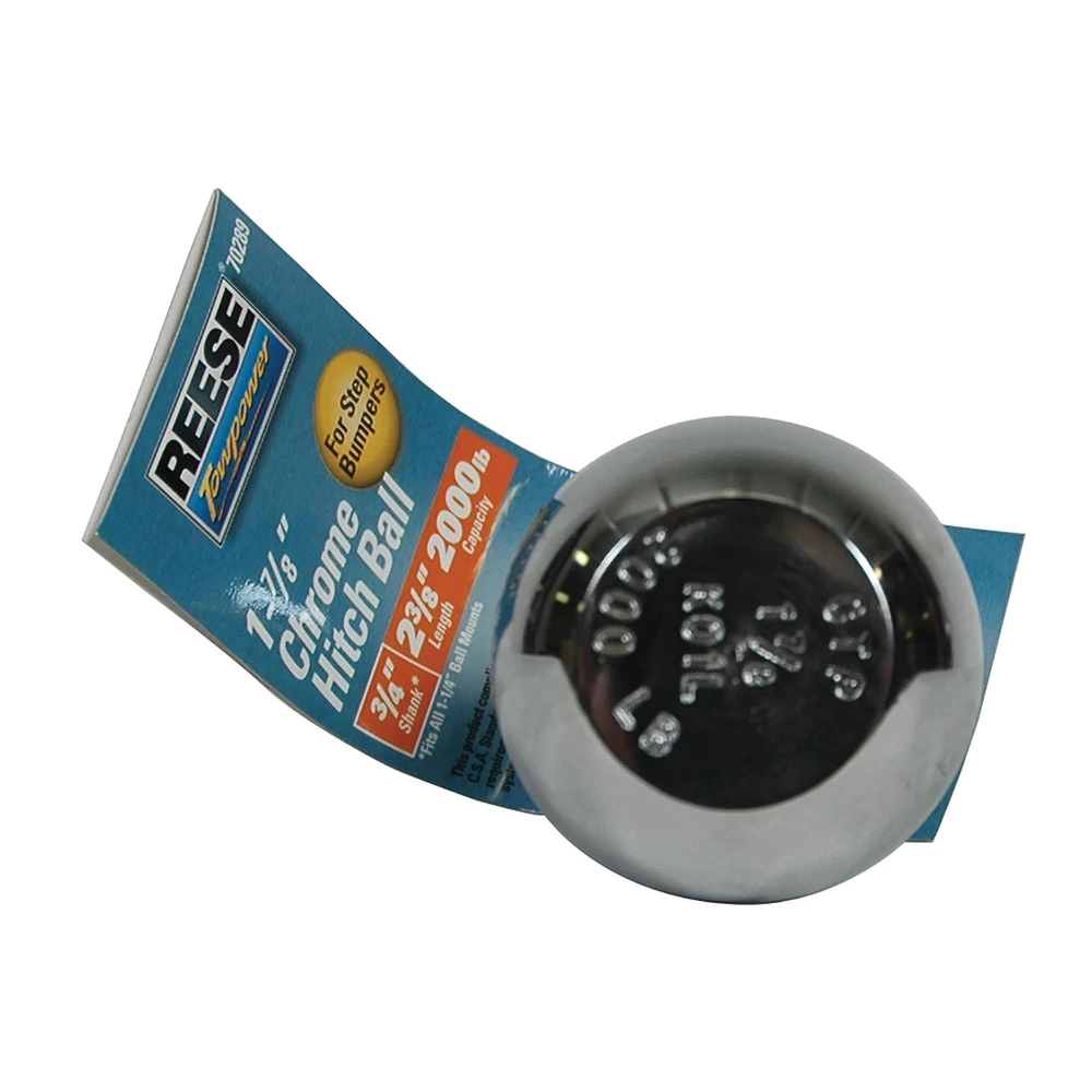 7028900 Reese Towpower Trailer Hitch Ball 1-7/8 inch Diameter 2000 lbs. Capacity Chrome Reese 1-7/8" 2,000 lbs Trailer Hitch Tow Ball 3/4" Shank Diameter x 2-3/8" Shank Length Solid Steel Chrome