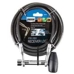 Reese Trailer Hitch Cable Lock 360 degree Rotating Head Tongue Tow Receiver 1/2" and 5/8" Pin For 2" and 1-1/4" Receivers Reese Trailer Hitch Cable Lock 360 degree Rotating Head Tongue Tow Receiver 1/2" and 5/8" Pin For 2" and 1-1/4" Receivers