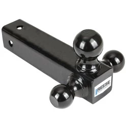 Reese Triple Ball OEM Black Carbon Forged Trailer Hitch Ball Mount Fits 2-1/2" Tow Receiver 8-1/2" Long Shank