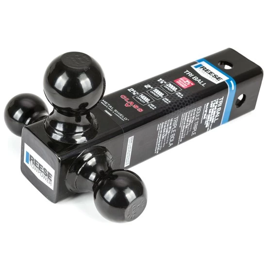 7068800 Reese Towpower Tri-Ball Trailer Hitch Ball Mount 14000 lbs. Capacity Heavy Duty Fits 2-1/2 inch Receiver Black Reese Triple Ball OEM Black Carbon Forged Trailer Hitch Ball Mount Fits 2-1/2" Tow Receiver 8-1/2" Long Shank