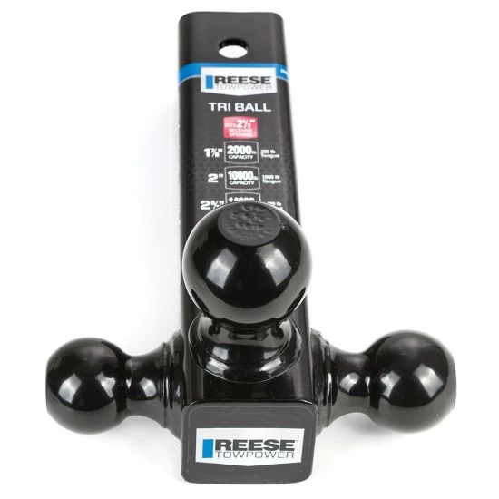 7068800 Reese Towpower Tri-Ball Trailer Hitch Ball Mount 14000 lbs. Capacity Heavy Duty Fits 2-1/2 inch Receiver Black Reese Triple Ball OEM Black Carbon Forged Trailer Hitch Ball Mount Fits 2-1/2" Tow Receiver 8-1/2" Long Shank