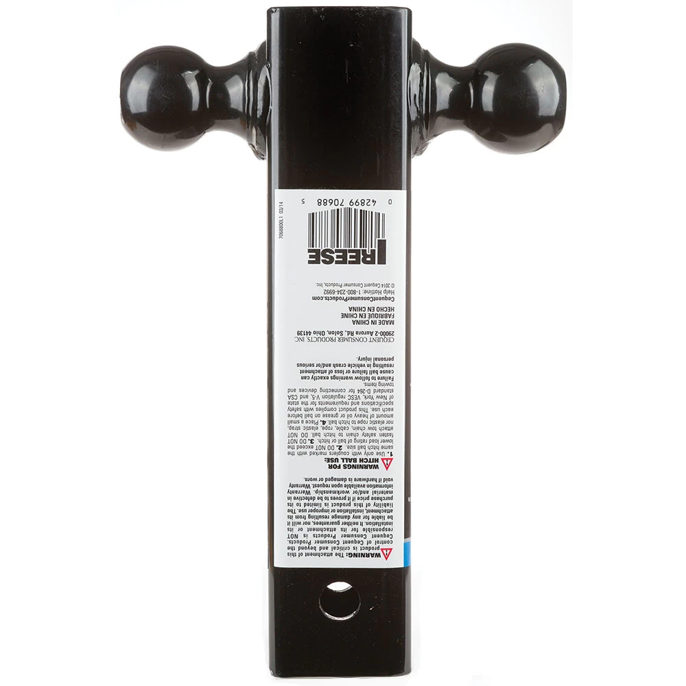 7068800 Reese Towpower Tri-Ball Trailer Hitch Ball Mount 14000 lbs. Capacity Heavy Duty Fits 2-1/2 inch Receiver Black Reese Triple Ball OEM Black Carbon Forged Trailer Hitch Ball Mount Fits 2-1/2" Tow Receiver 8-1/2" Long Shank